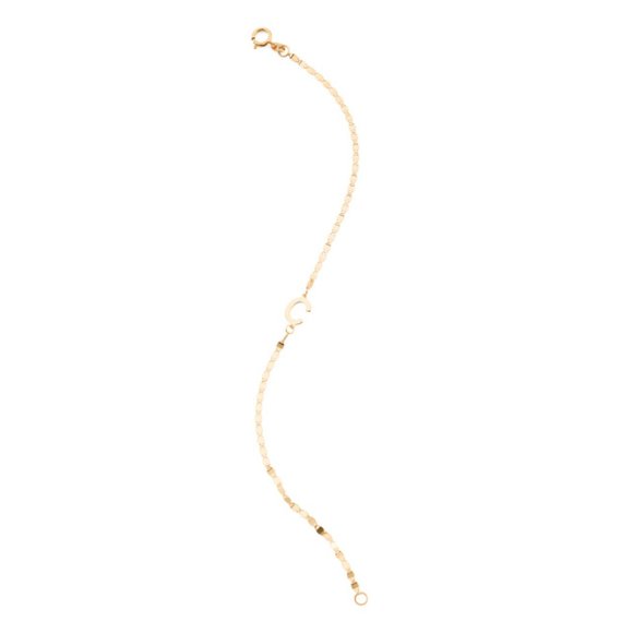 GOLDEN CLEF  Italy 14k Gold Initial Mirror Chain Delicate Bracelet - Picture 1 of 2